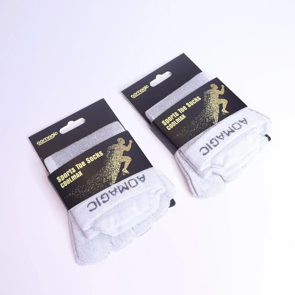 AOMAGIC Coolmax Sports Toe Socks NWT Light Gray 2 Pack Unisex L